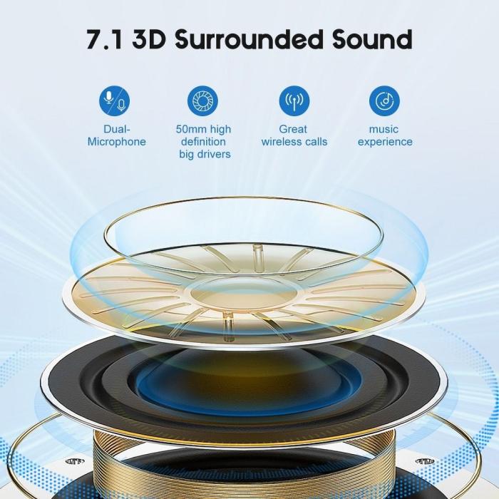 UTGATT1 - Wireless Gaming Headphones 3D Stereo Sound med Microphone