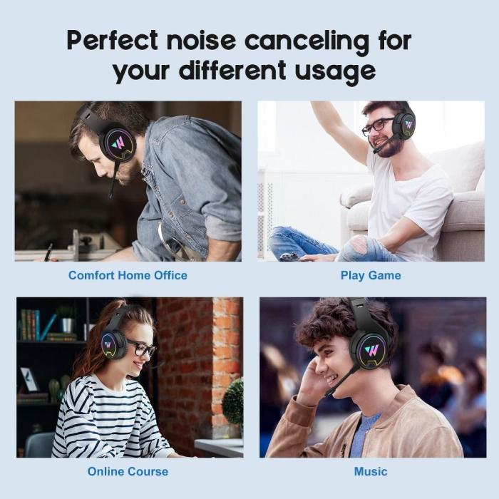 UTGATT1 - Wireless Gaming Headphones 3D Stereo Sound med Microphone