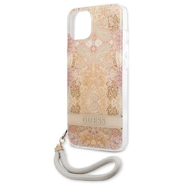 Guess - Guess iPhone 13 Mini Skal Flower Strap - Guld