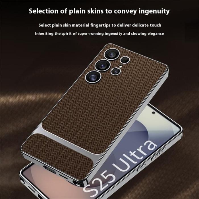 GKK - GKK Mobilskal till Samsung Galaxy S25 Ultra - Woven Pattern TPU + PC - Brun
