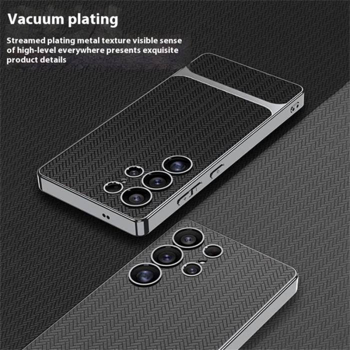 GKK - GKK Mobilskal till Samsung Galaxy S25 Ultra - Woven Pattern TPU + PC - Brun