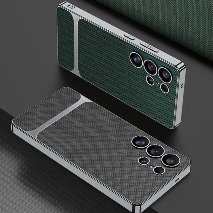 GKK - GKK Mobilskal till Samsung Galaxy S25 Ultra - Woven Pattern TPU + PC - Brun