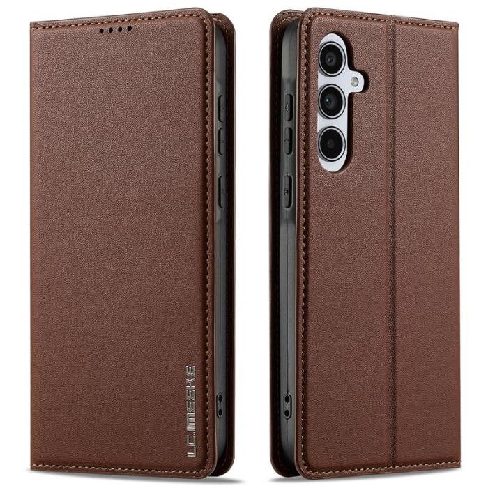 LC.imeeke - LC.IMEEKE L1 Series Plånboksfodral Konstläder Skydd för Samsung Galaxy A17 Brun