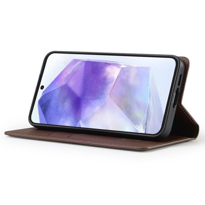 LC.imeeke - LC.IMEEKE L1 Series Plånboksfodral Konstläder Skydd för Samsung Galaxy A17 Brun