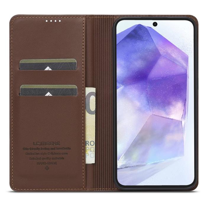 LC.imeeke - LC.IMEEKE L1 Series Plånboksfodral Konstläder Skydd för Samsung Galaxy A17 Brun