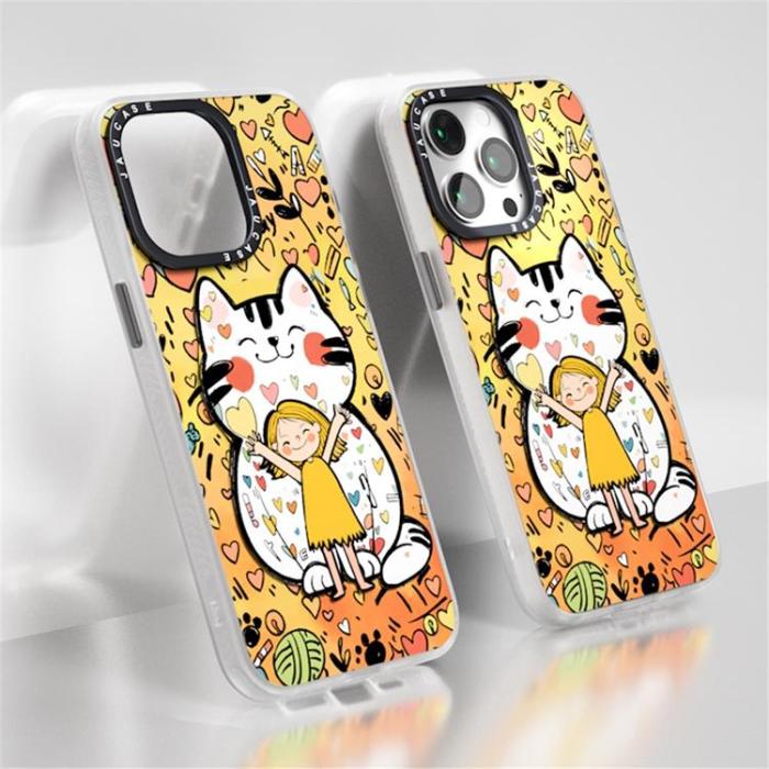 JAUCASE - JAUCASE iPhone 14 Pro Max Mobilskal MagSafe Cartoon Cat - Gul