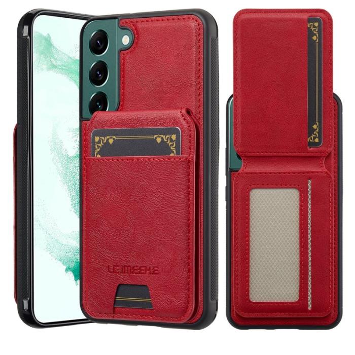 LC.imeeke - LC.IMEEKE L3 Samsung Galaxy S21 FE 5G Fodral - KonstLäder - Röd