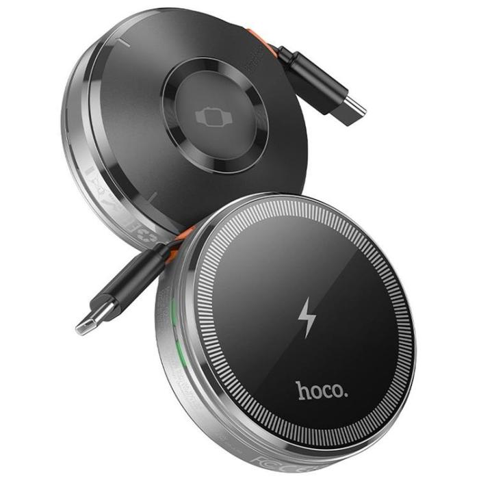 Hoco - Hoco MagSafe Trådlös Laddare 15W iPhone/Apple Watch med infällbar USB-C Kabel