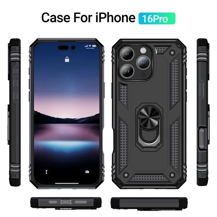 A-One Brand - iPhone 16 Pro Mobilskal med Kickstand - Svart