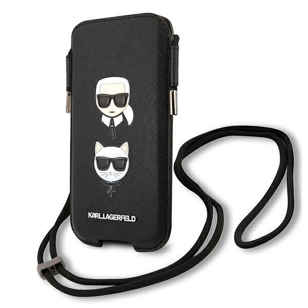 Karl Lagerfeld Saffiano Ikonik Karl&Choupette Head Halsbandsfodral - Svart | 2353 | AlltMobil