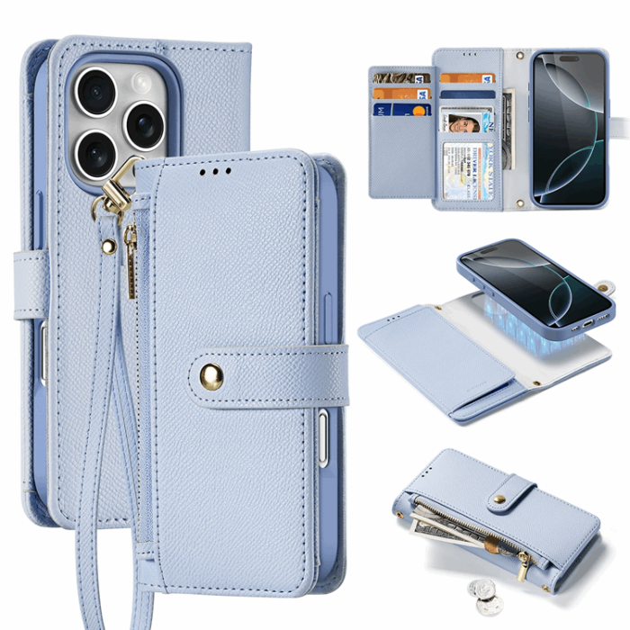 Dux Ducis - Dux Ducis iPhone 16 Pro Max Plånboksfodral Lawa Läder - Blå