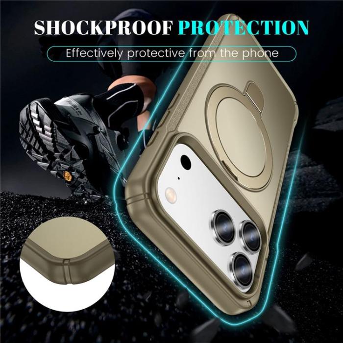 A-One Brand - iPhone 17 Pro Max Mobilskal MagSafe Rotating Kickstand - Khaki