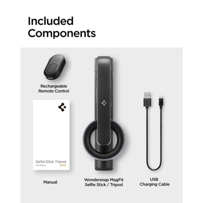 Spigen - Spigen Magsafe Bluetooth Selfie Stick Tripod - Svart