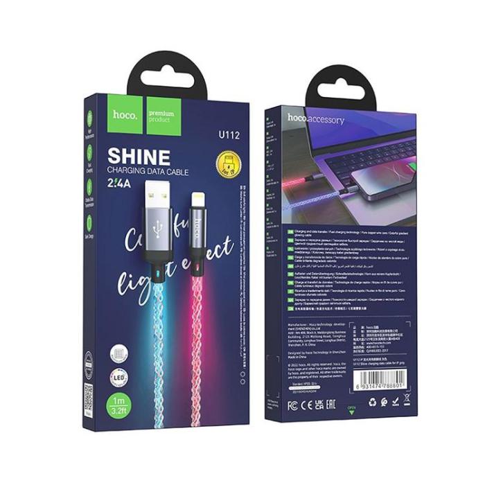 Hoco - Hoco USB-A Till Lightning Kabel 2.4A 1m U112 - Grå