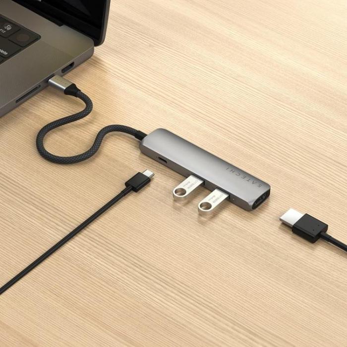 Satechi - Satechi 4-i-1 HUBB USB-C Slim Multiport Adapter 4K - Rymdgrå