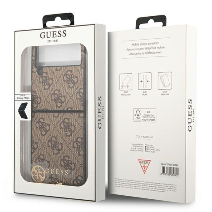 UTGATT5 - Guess Galaxy Z Flip 4 Skal Charms Collection - Brun