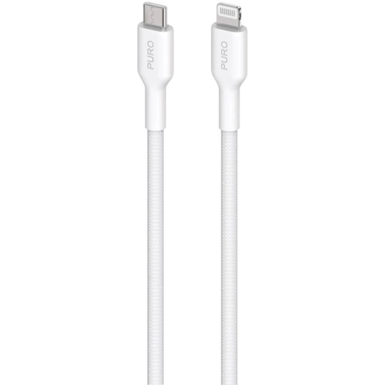 Puro Plain USB-C - Lightning Kabel för Apple med MFI 2.0 2.4A 2m - Vit | 3541 | AlltMobil