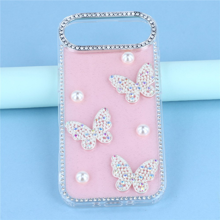 A-One Brand - iPhone Air Mobilskal Rhinestone Edge Pearl Butterfly