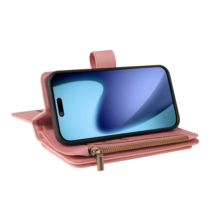 A-One Brand - iPhone 17 Air Konstläder Plånboksfodral Zipper Rem