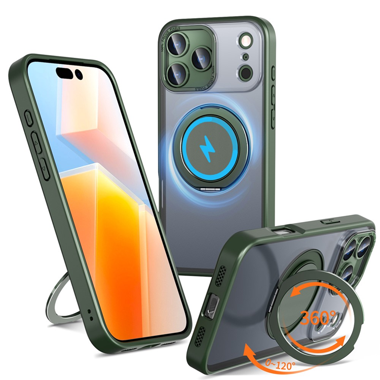 iPhone 17 Pro Max Mobilskal MagSafe TPU+PC Kickstand - Grön | 2353 | AlltMobil