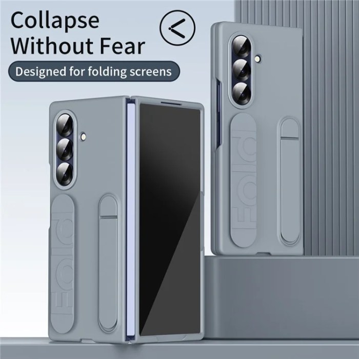 A-One Brand - Galaxy Z Fold7 5G Mobilskal Kickstand Armband PC Silicone - Grå
