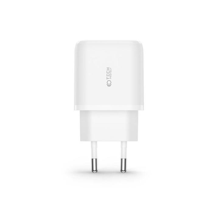 Tech-Protect - Tech-Protect Väggladdare 20W, Type-C Kabel - Vit