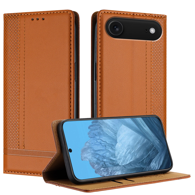 iPhone Air Plånboksfodral Kickstand Grid Pattern - Brun | 2353 | AlltMobil