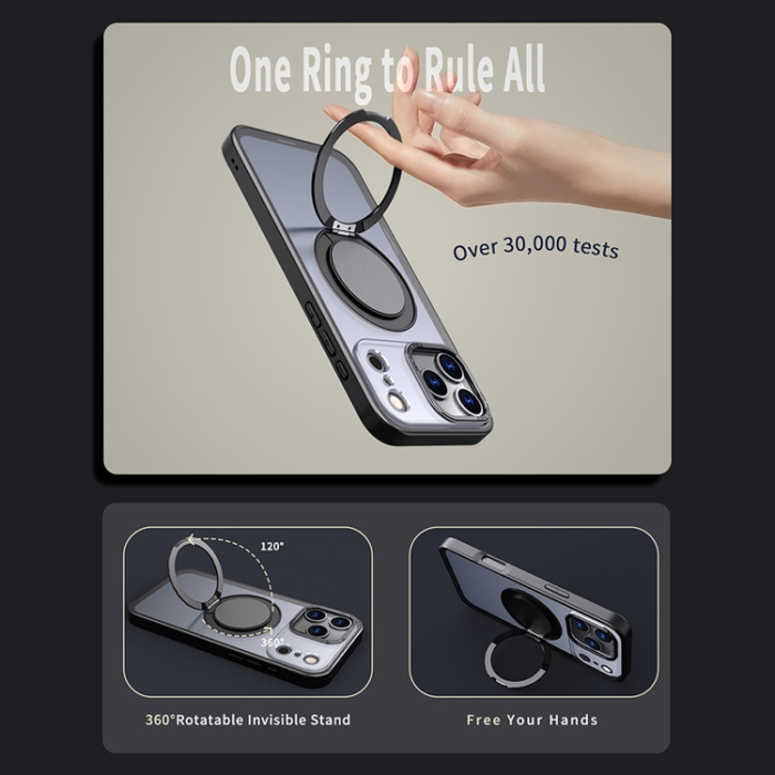 A-One Brand - iPhone 17 Pro Mobilskal MagSafe TPU+PC Kickstand - Svart