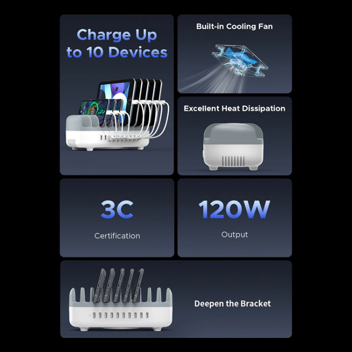 ORICO - Orico Smart Laddningsstation 10xUSB-A - Vit