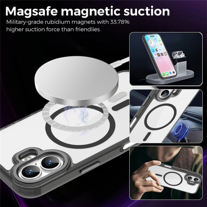 A-One Brand - iPhone 17 Mobilskal MagSafe TPU+PC Transparent - Svart