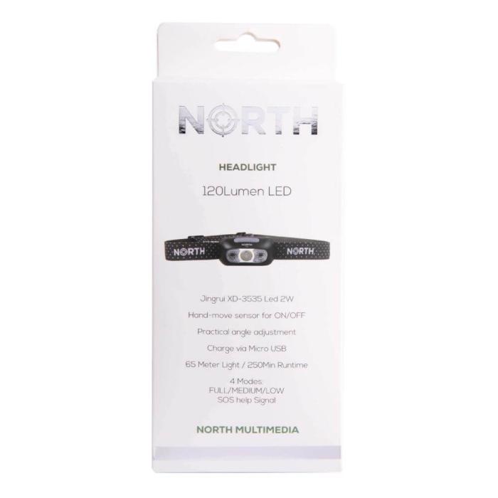 North - NORTH Pannlampa 120Lumen ca 65m Sensorkontroll - Svart