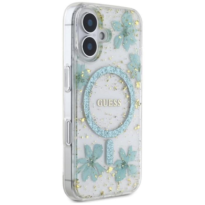 Guess - Guess iPhone 16 Mobilskal MagSafe Resin Flowers - Turkos