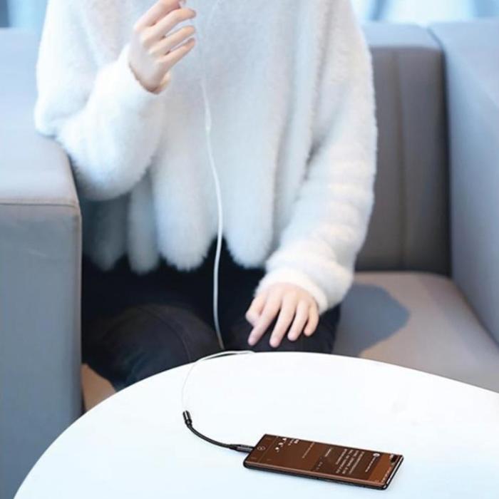 USAMS - USAMS USB-C till Aux Adapter Jack 3.5mm - Svart
