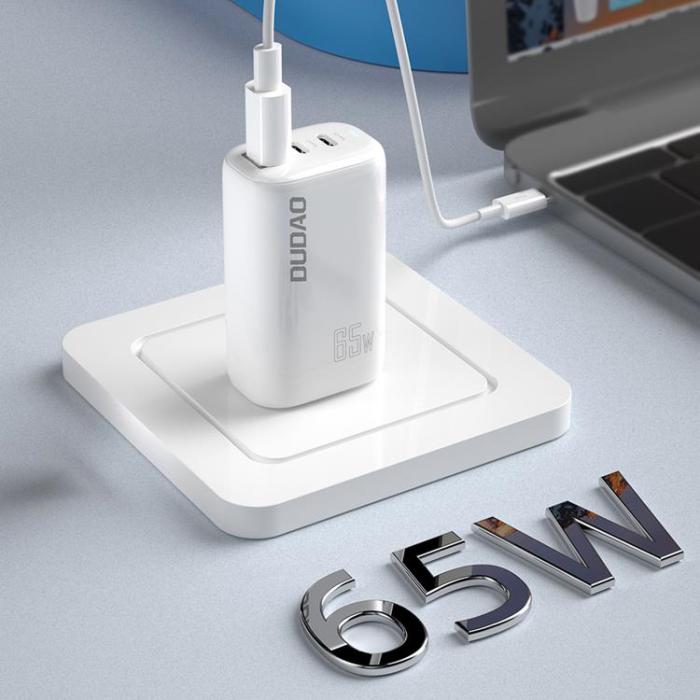 UTGATT1 - Dudao GaN 3in1 Väggladdare USB-C 65W US UK - Vit