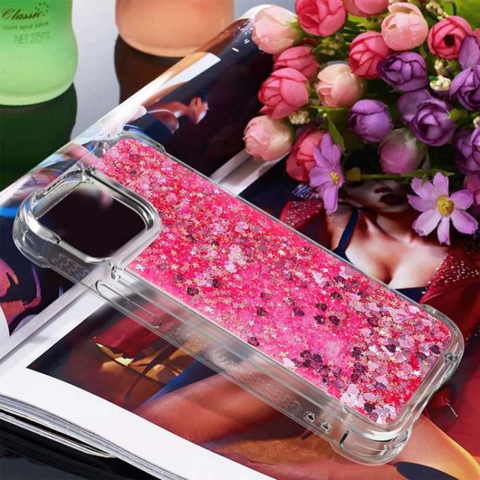 OEM - iPhone 14 Plus Skal Liquid Floating Glitter - Rosa