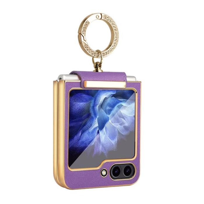 A-One Brand - Galaxy Z Flip 5 Mobilskal Ringhållare Läder - Lila