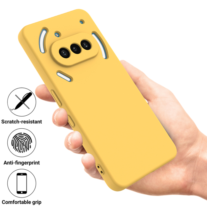 A-One Brand - Nothing Phone (3a) Mobilskal Liquid Silikon med Handrem - Gul