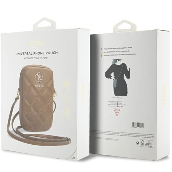 Guess - Guess Mobilväska Zip Quilted 4G - Brun