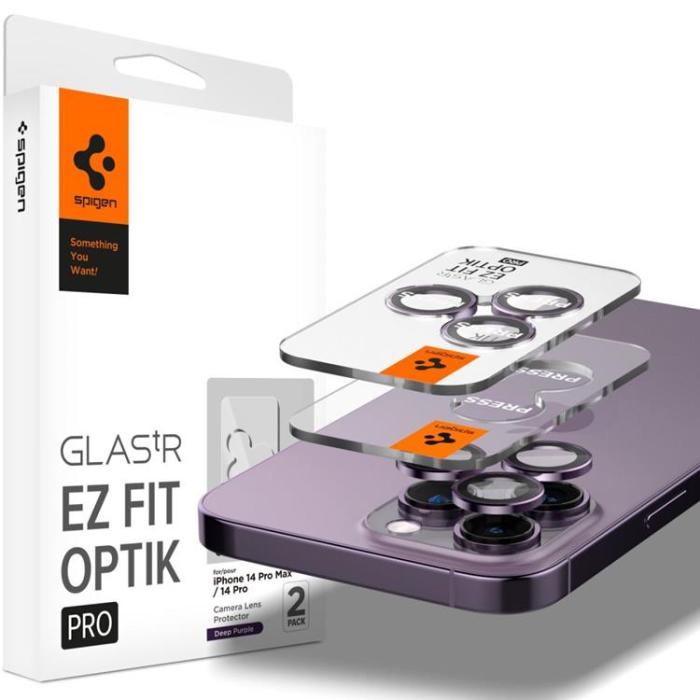 UTGATT - [2-Pack] Spigen iPhone 14 Pro/14 Pro Max Kameralinsskydd i Härdat Glas - Lila