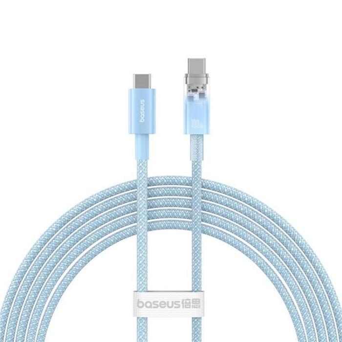 BASEUS - Baseus USB-C till USB-C kabel 2m 100W - Blå
