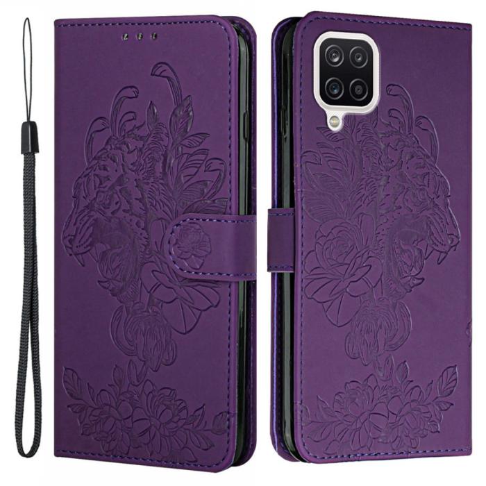 A-One Brand - Tiger Flower Plånboksfodral till Galaxy A22 4G - Lila