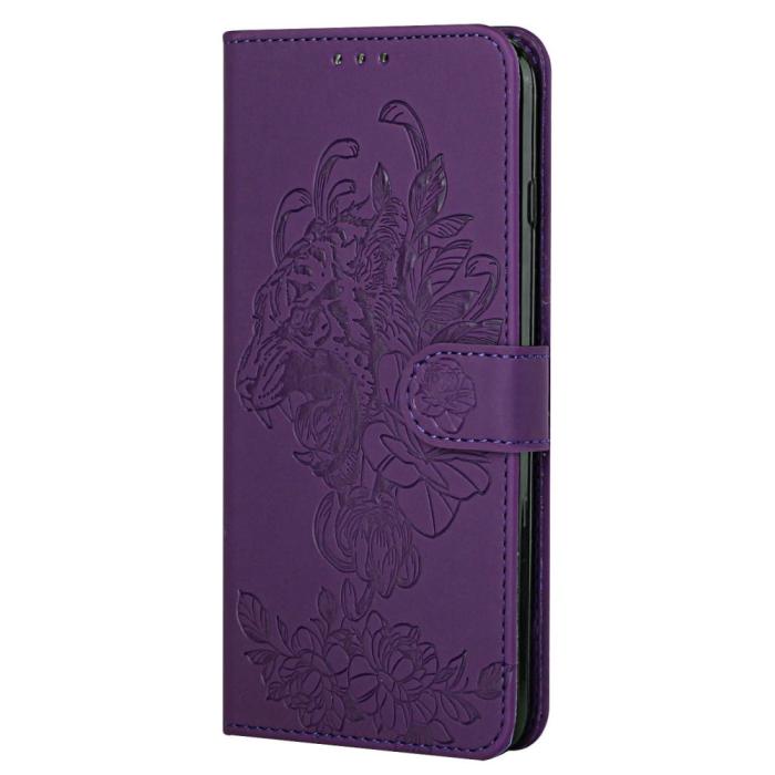 A-One Brand - Tiger Flower Plånboksfodral till Galaxy A22 4G - Lila