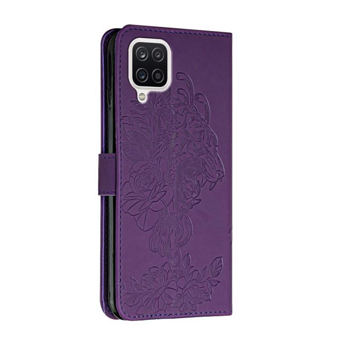 A-One Brand - Tiger Flower Plånboksfodral till Galaxy A22 4G - Lila