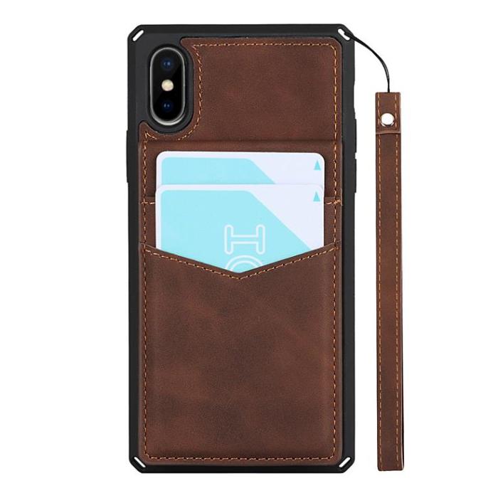 OEM - Skal med Kortplatser till iPhone X / Xs - Brun
