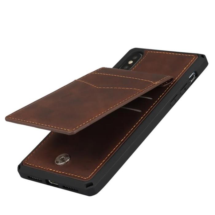 OEM - Skal med Kortplatser till iPhone X / Xs - Brun