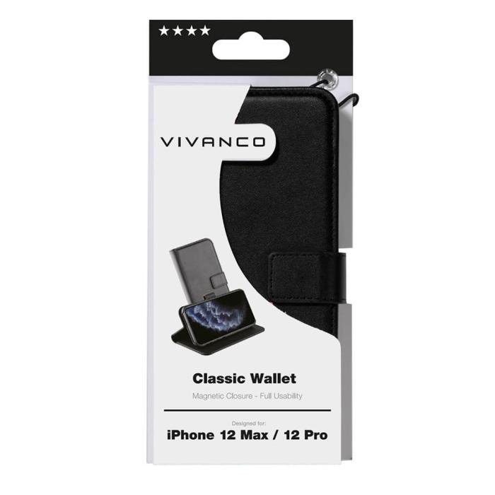 Vivanco - Vivanco Classic Plånboksfodral iPhone 12/12 Pro Svart