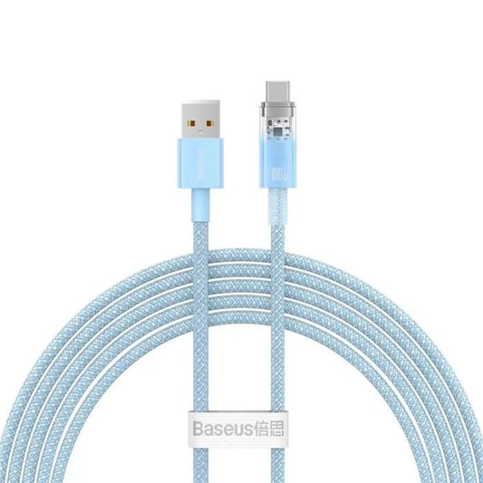 BASEUS - Baseus USB-C till USB-A kabel 2m 100W - Blå