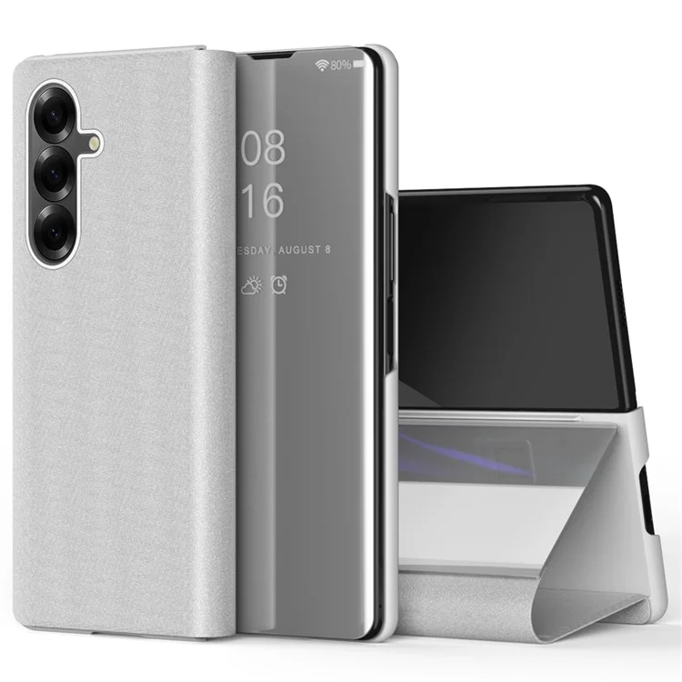 Galaxy Z Fold7 5G Mobilskal View Window PU Läder + PC - Silver | 2353 | AlltMobil