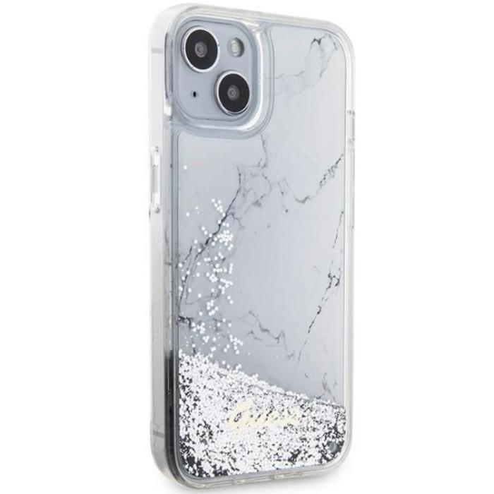 Guess - Guess iPhone 14 Mobilskal Liquid Glitter Marble - Vit