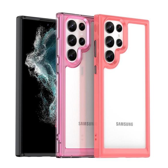 OEM - Galaxy S22 Ultra Skal Outer Space med en Gelram - Röd